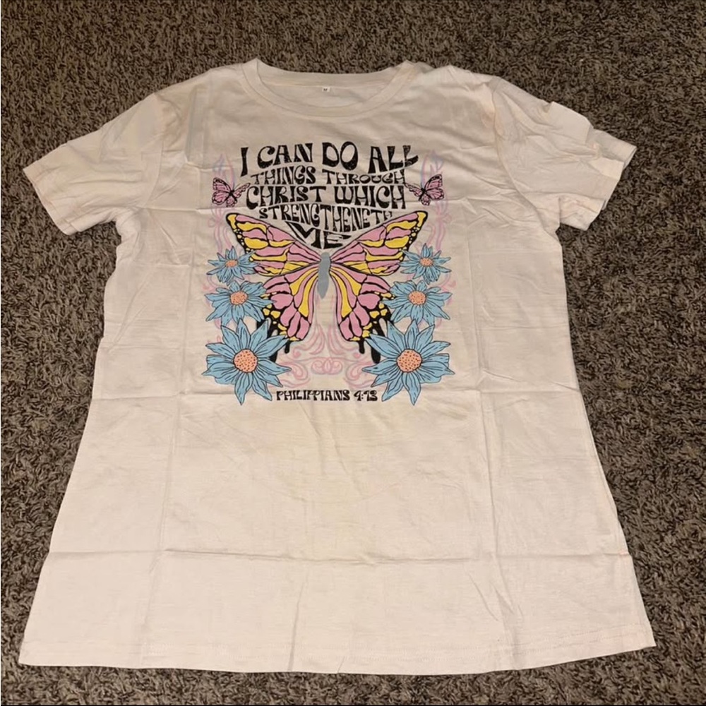 Women's Graphic Tee with Butterfly Design NWOT
